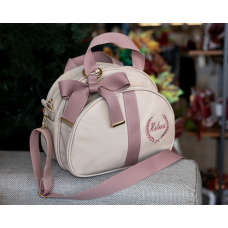 Bolsa G bege dexter com fita glam rose 