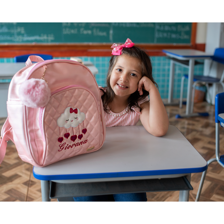 MOCHILA INFANTIL NUVEM - ROSA CLARO