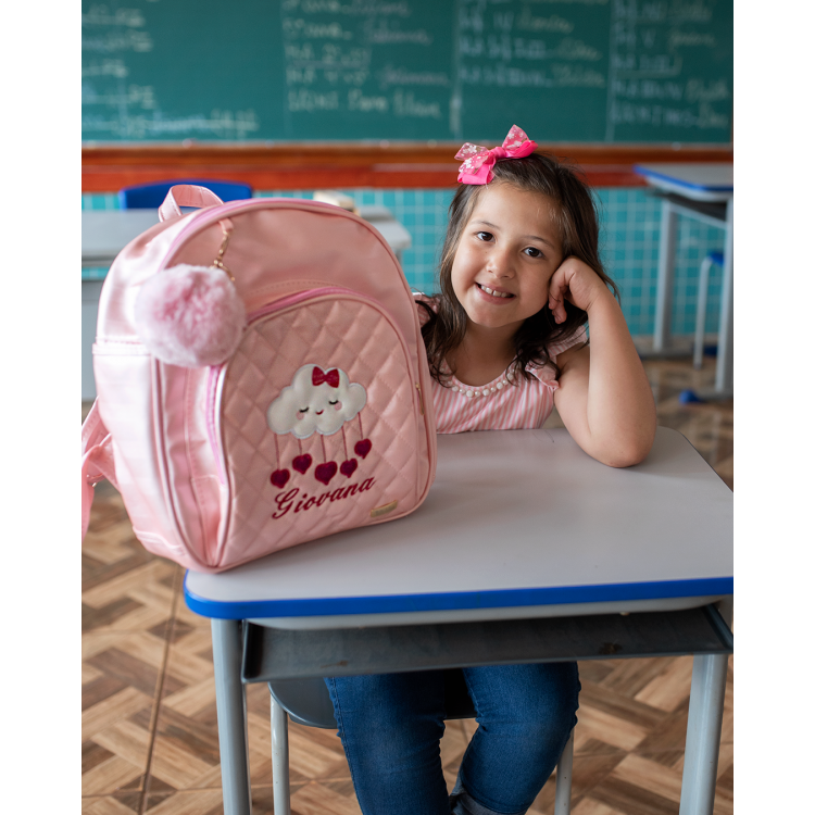 MOCHILA INFANTIL NUVEM - ROSA CLARO