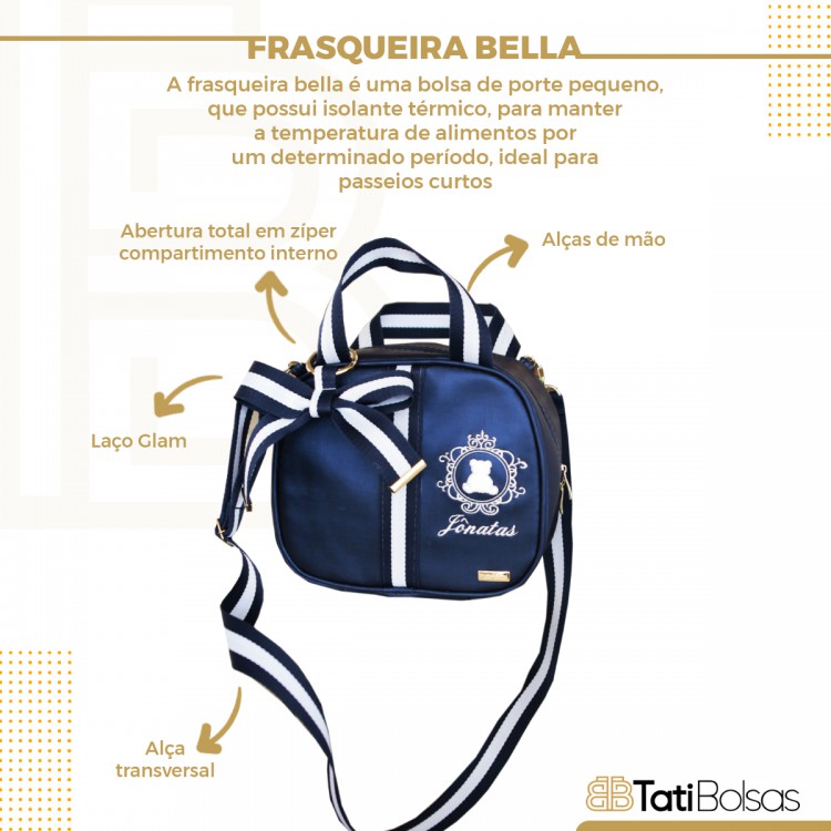 FRASQUEIRA BELLA AZUL COM FITA GLAM AZUL COM BRANCO