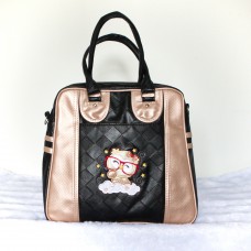 BOLSA PROFESSOR MARRY PRETO QUADRICULADO COM ROSÊ