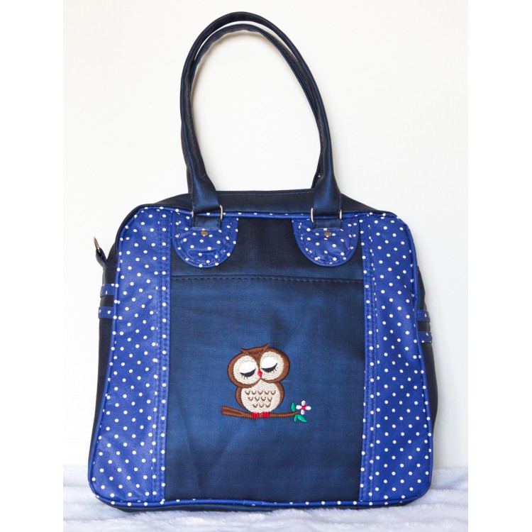 BOLSA PROFESSOR MARRY AZUL FACTOR COM ESTAMPA DE BOLINHAS