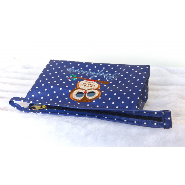 Necessaire Triângulo Professora Azul com bolinhas