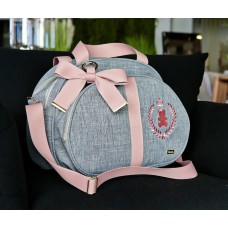 BOLSA GLAM (Tamanho G) CINZA COM FITA ROSÊ