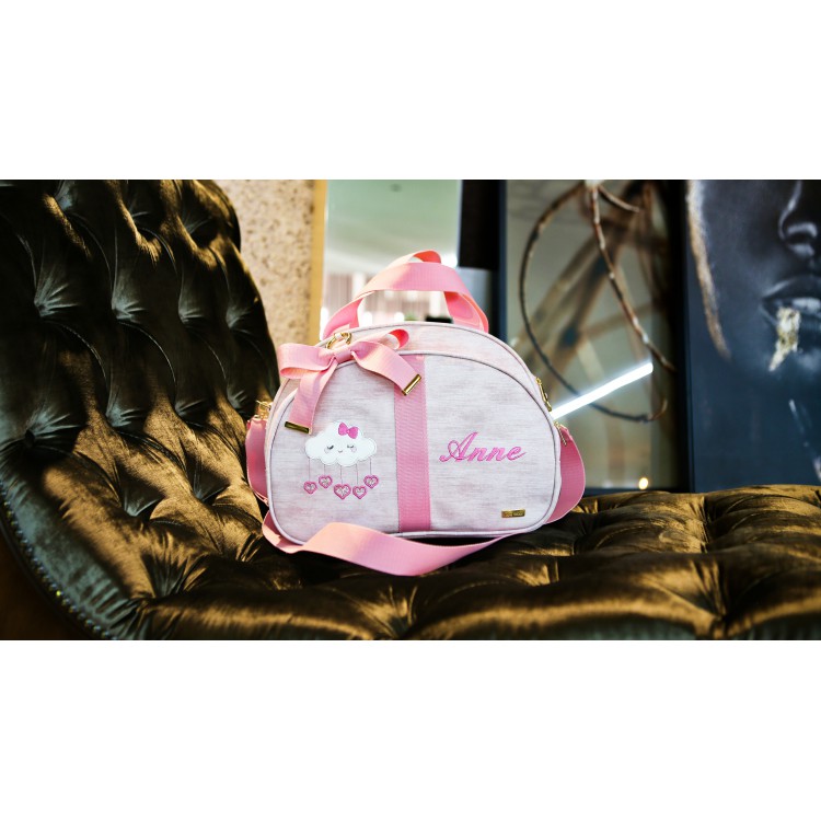 BOLSA GLAM TAM. G LINHO ROSÊ COM FITA GLAM ROSA BEBÊ