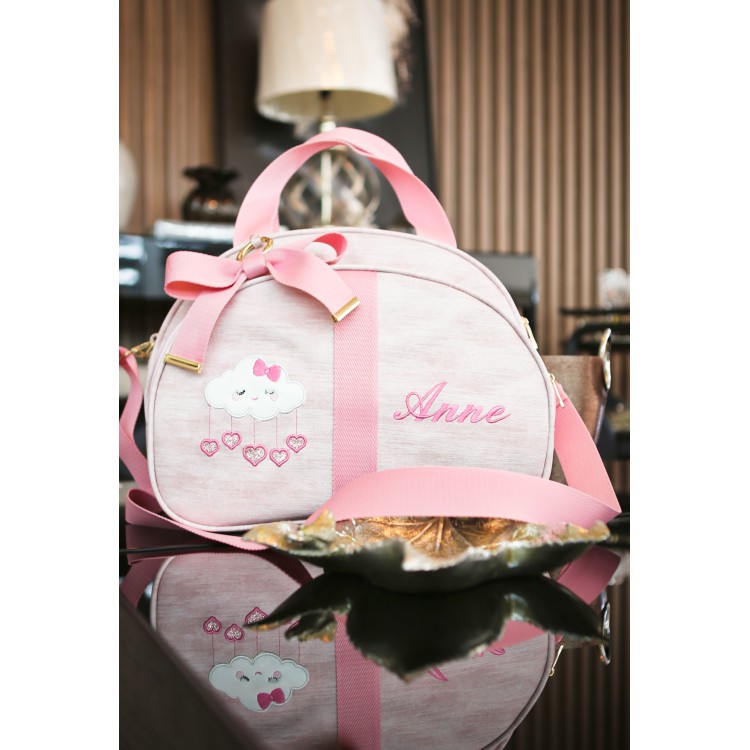 BOLSA GLAM TAM. G LINHO ROSÊ COM FITA GLAM ROSA BEBÊ