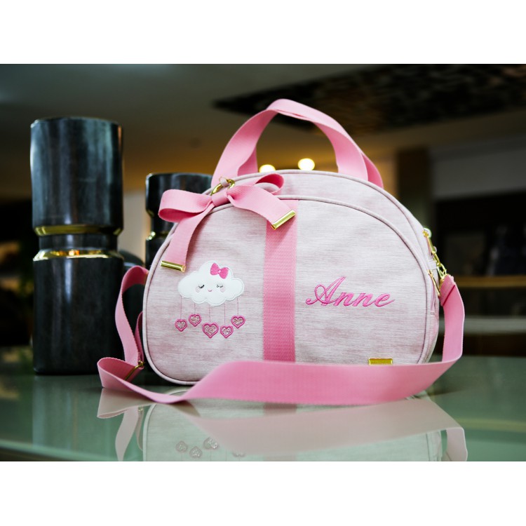 BOLSA GLAM TAM. G LINHO ROSÊ COM FITA GLAM ROSA BEBÊ